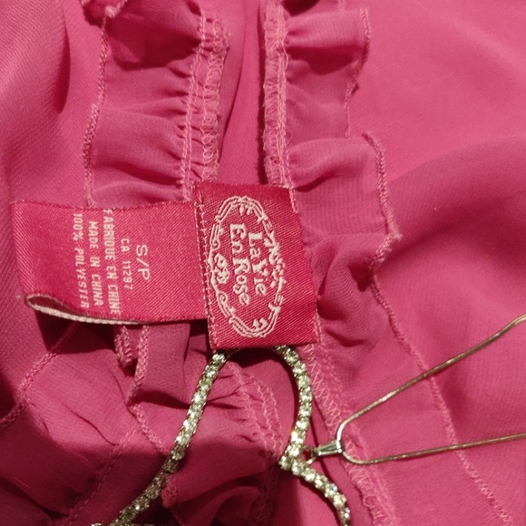 La Vie En Rose Pink Sheer Ruffled Babydoll Slip - Picture 8 of 8